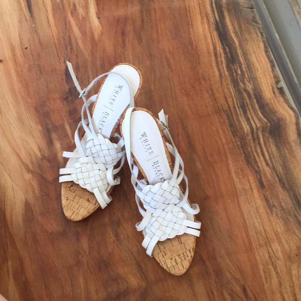 White House black market braided leather heels